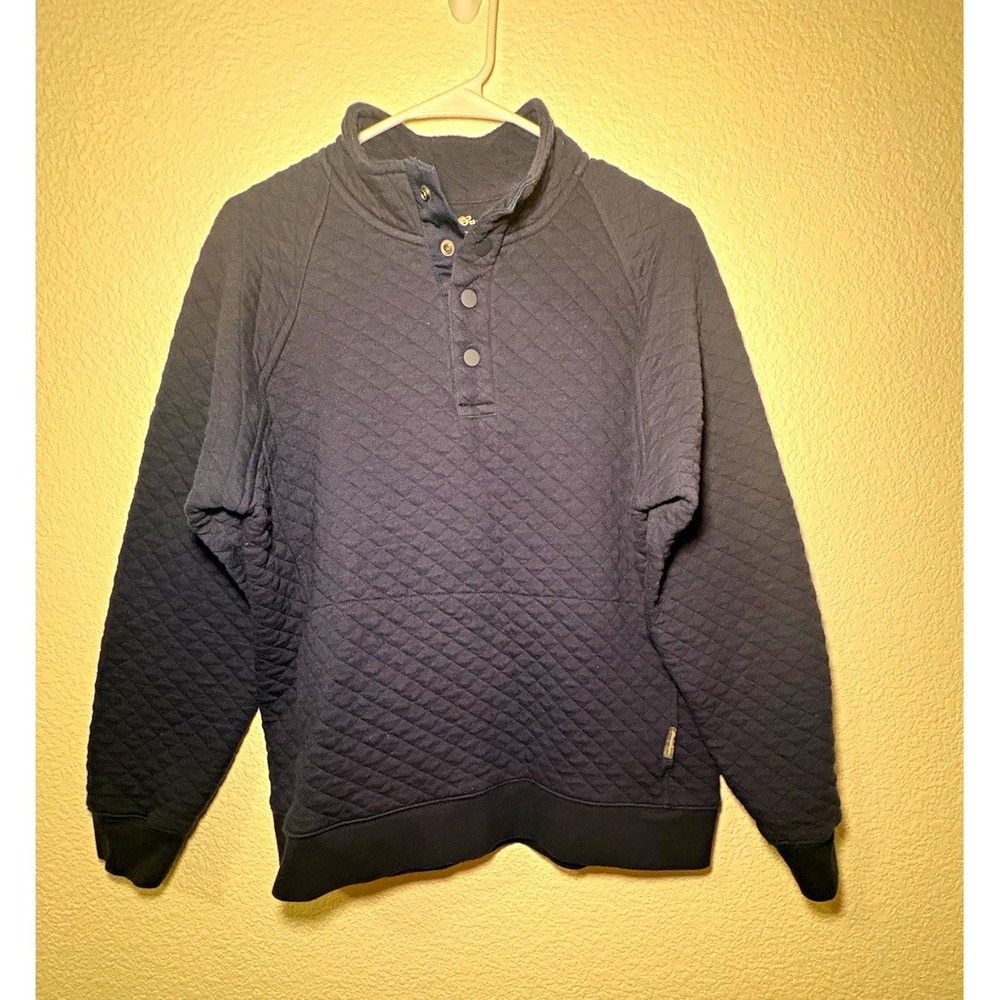Eddie Bauer Men's Blue Quilted Mock Neck Snap Placket Pullover Sweatshirt M